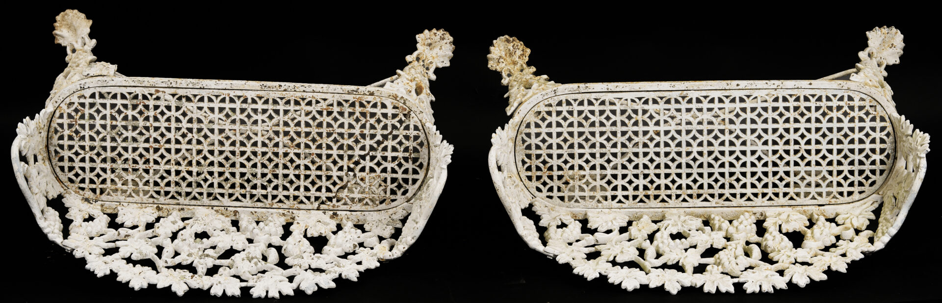 Lot 1075: Pair of Grape and Vine Iron Garden Benches, Callahan Family of Knoxville, TN