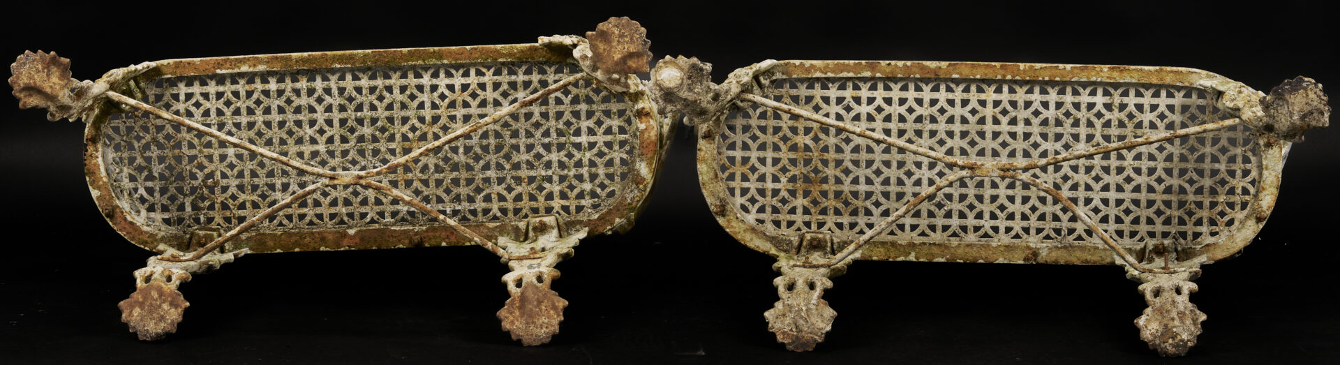 Lot 1075: Pair of Grape and Vine Iron Garden Benches, Callahan Family of Knoxville, TN