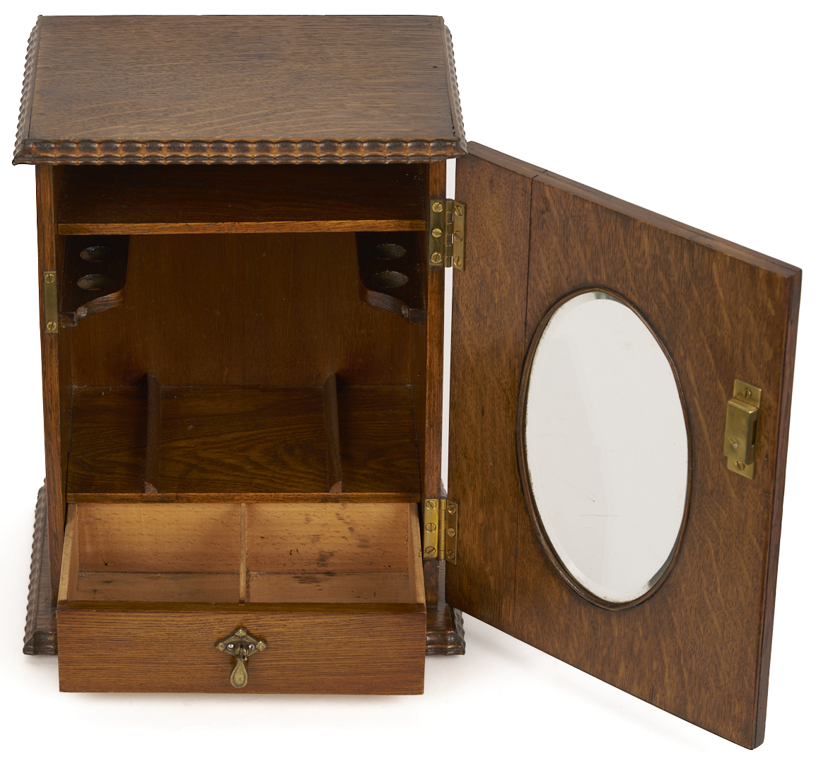 Lot 1078: 3 English Tobacco Items: Humidor, Cigar, & Cigarette Boxes