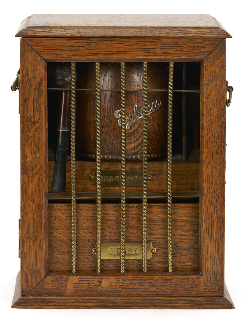 Lot 1078: 3 English Tobacco Items: Humidor, Cigar, & Cigarette Boxes