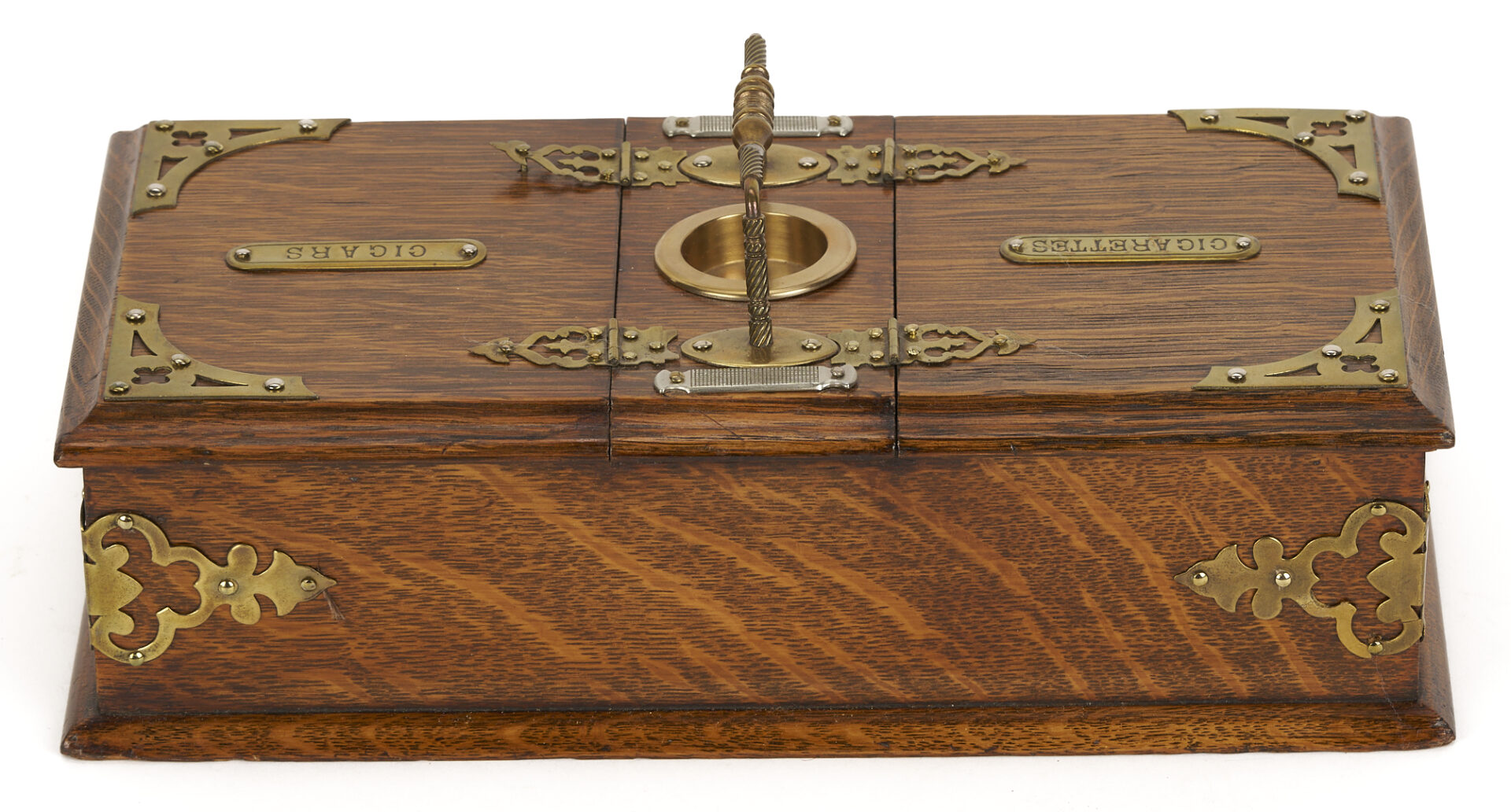 Lot 1078: 3 English Tobacco Items: Humidor, Cigar, & Cigarette Boxes