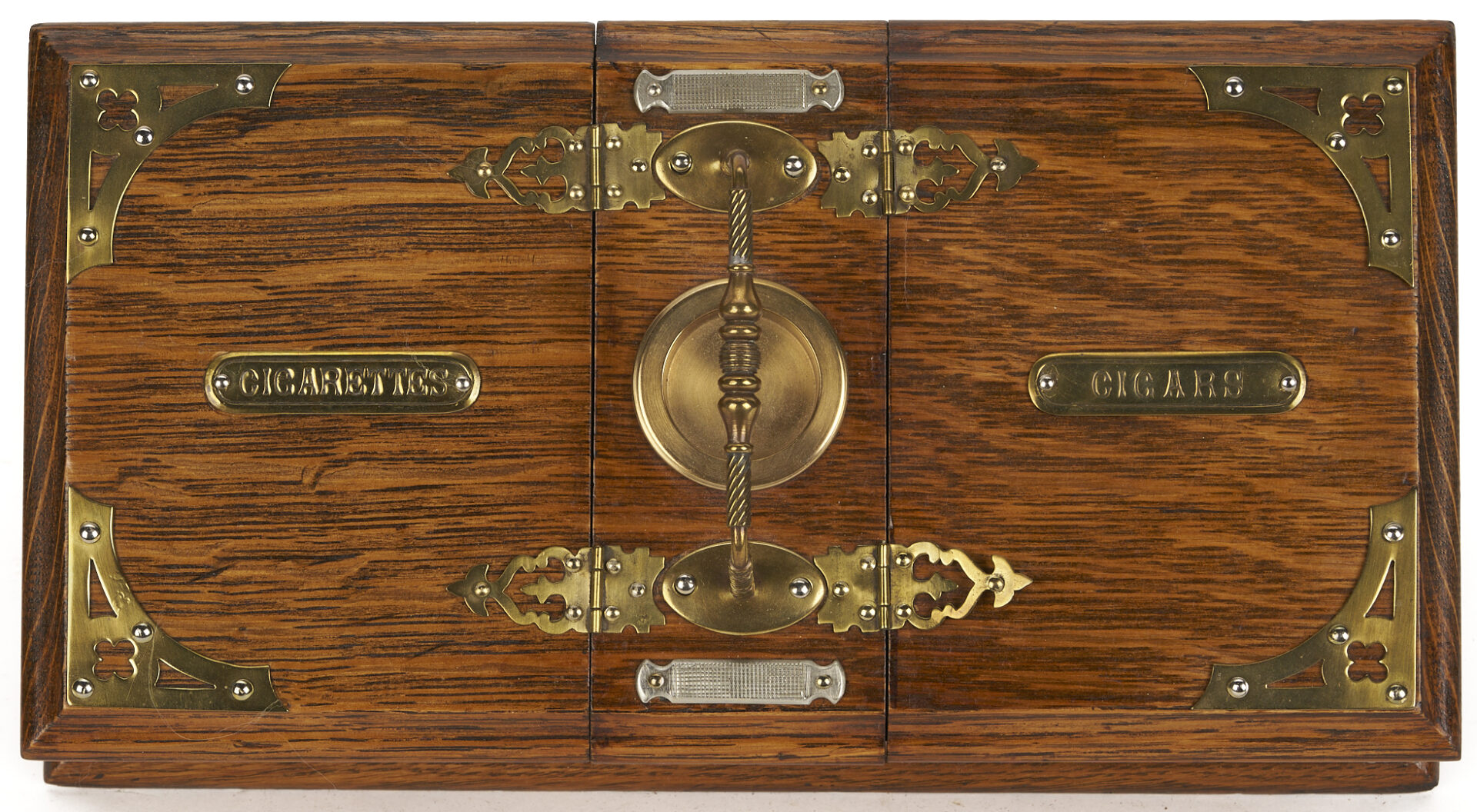 Lot 1078: 3 English Tobacco Items: Humidor, Cigar, & Cigarette Boxes