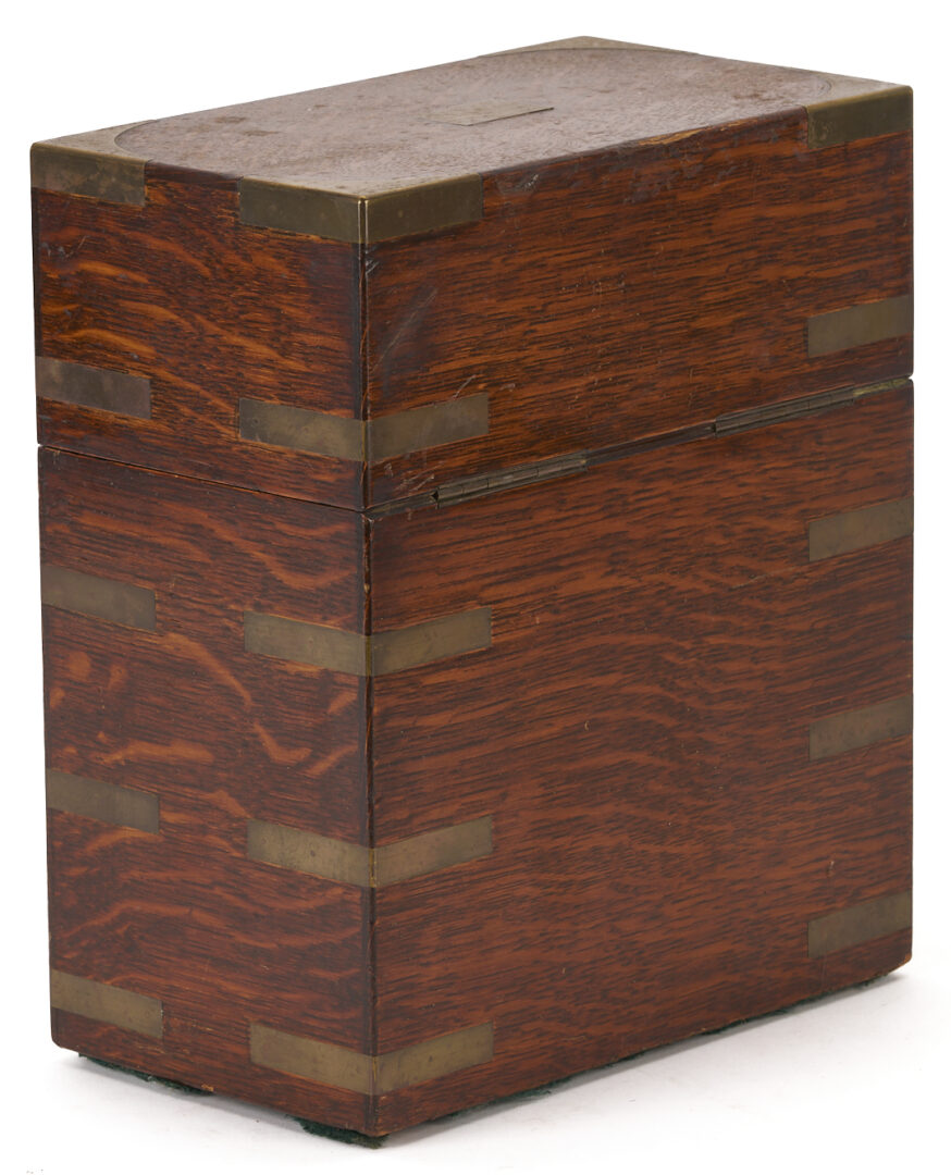 Lot 1079: 3 Brass Bound and Inlaid Wooden Boxes