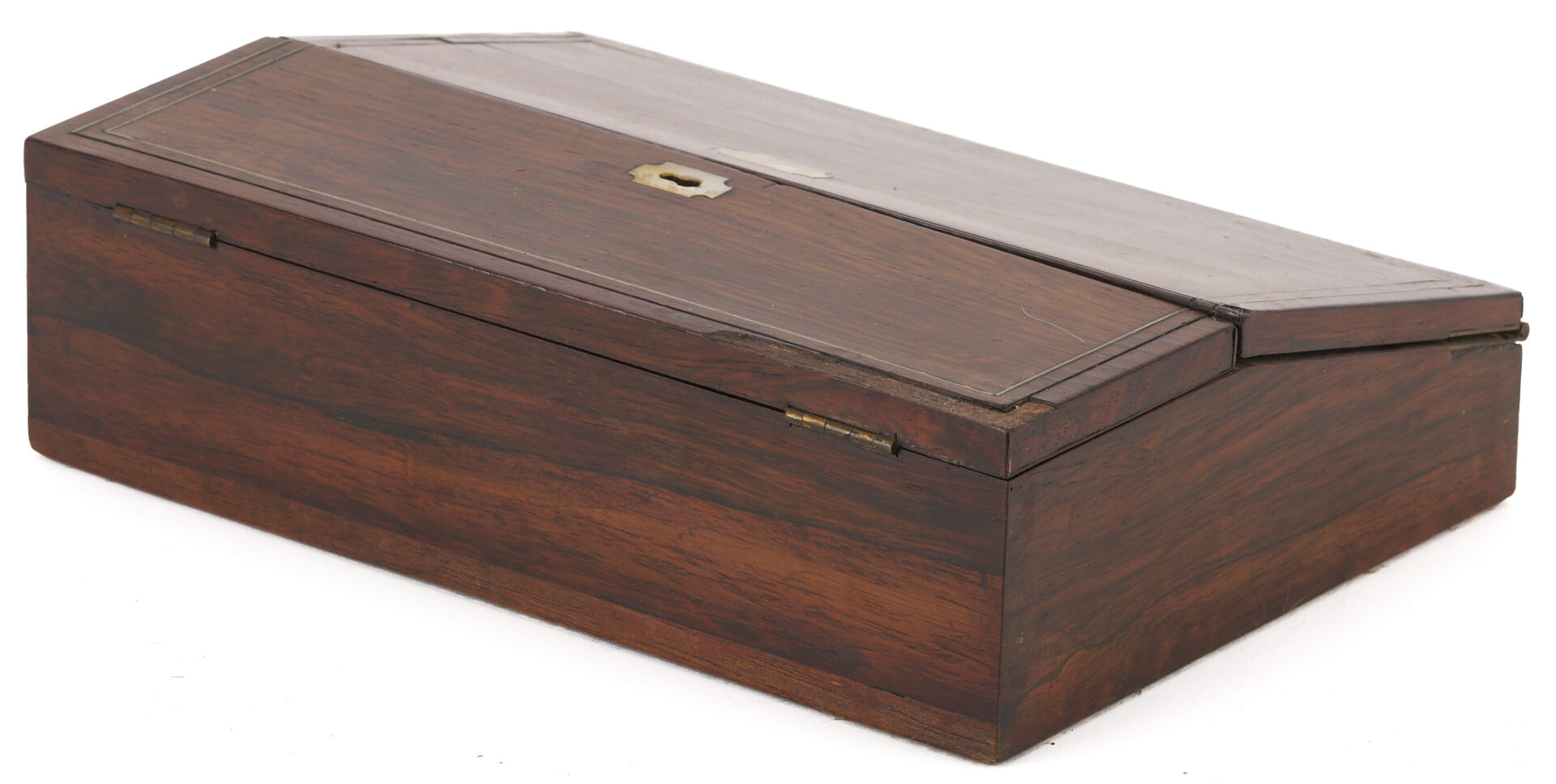 Lot 1079: 3 Brass Bound and Inlaid Wooden Boxes