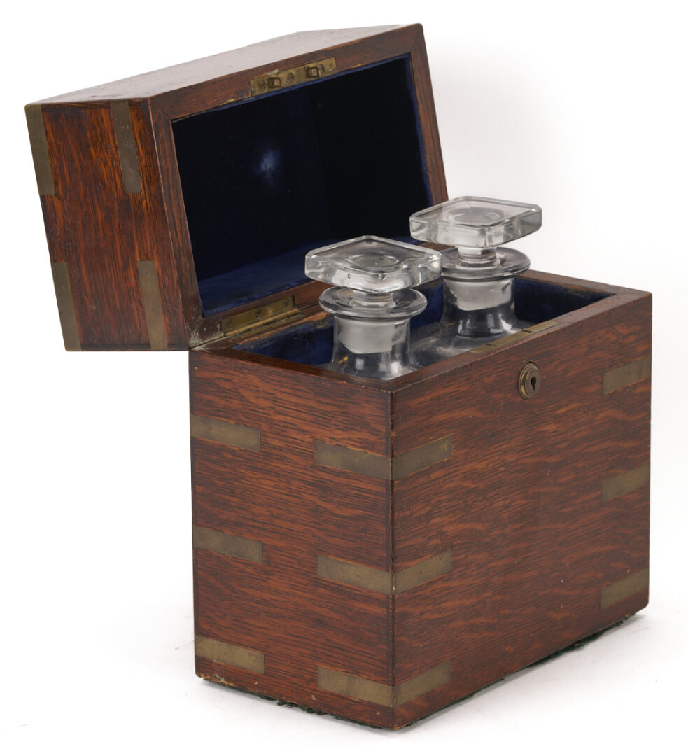 Lot 1079: 3 Brass Bound and Inlaid Wooden Boxes