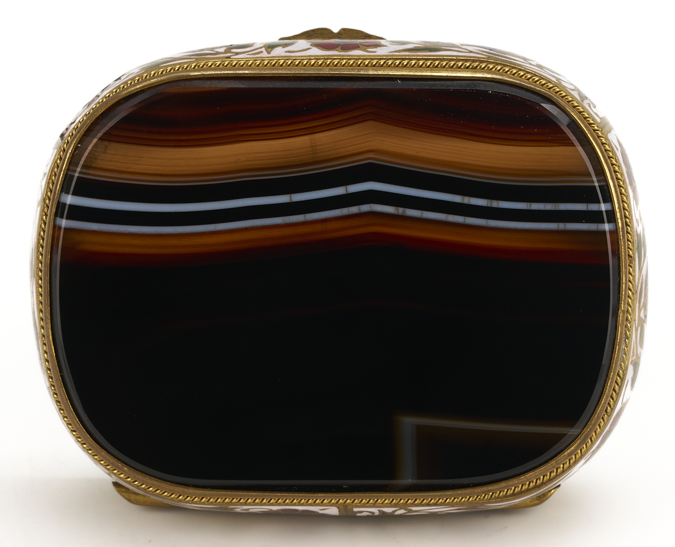 Lot 107: 3 Agate Vertu Boxes: Vinaigrette, Snuff & Toothpick Case
