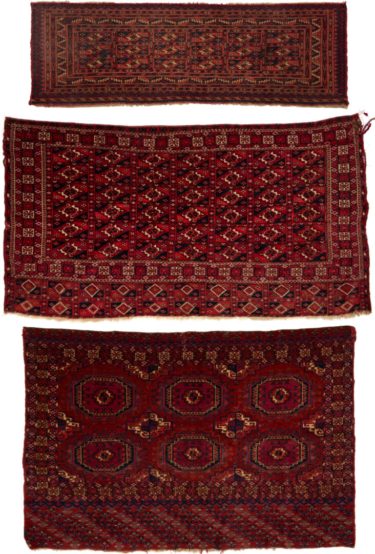 Lot 1080: 3 Antique Turman Tekke Tribal Rugs, Incl. Tekke Torbas & Chuval