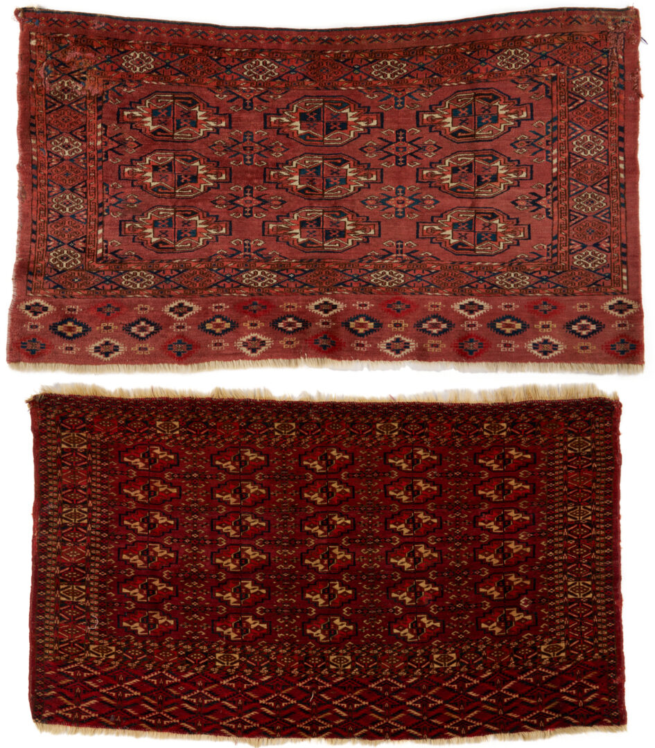 Lot 1087: 2 Antique Turkmen Tribal Chuval Weavings, Yomud & Tekke