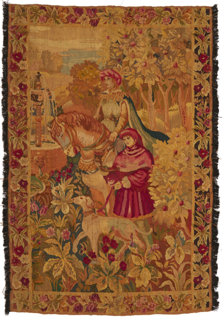 Lot 1090: French Medieval Style Equestrian Tapestry