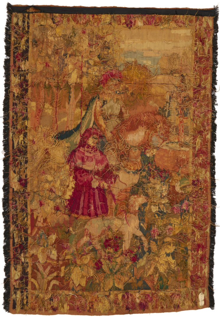 Lot 1090: French Medieval Style Equestrian Tapestry