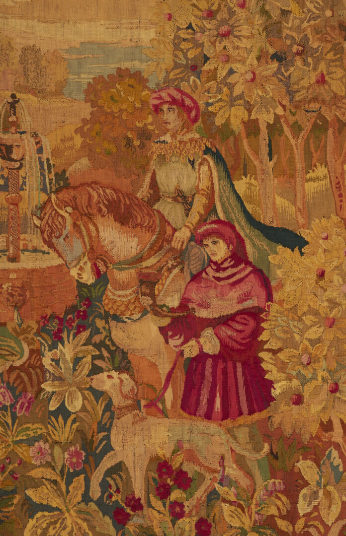 Lot 1090: French Medieval Style Equestrian Tapestry