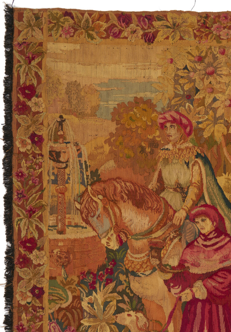 Lot 1090: French Medieval Style Equestrian Tapestry