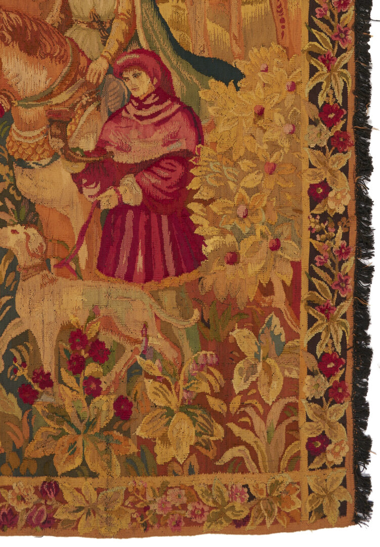 Lot 1090: French Medieval Style Equestrian Tapestry