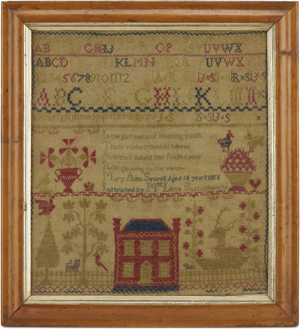 Lot 1091: 1856 House Sampler, Mary Ann Sewell / L. Bassenthwaite