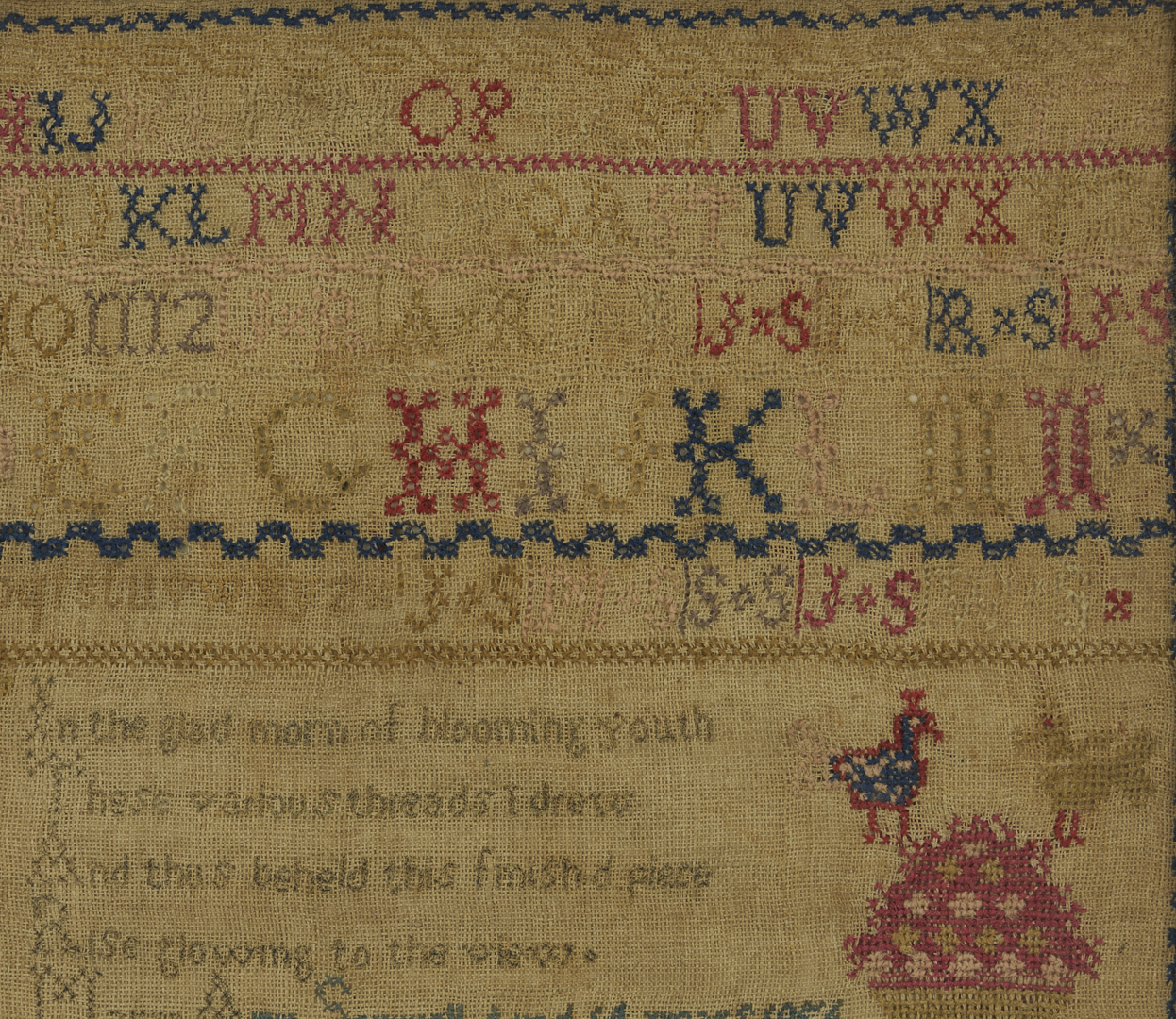 Lot 1091: 1856 House Sampler, Mary Ann Sewell / L. Bassenthwaite