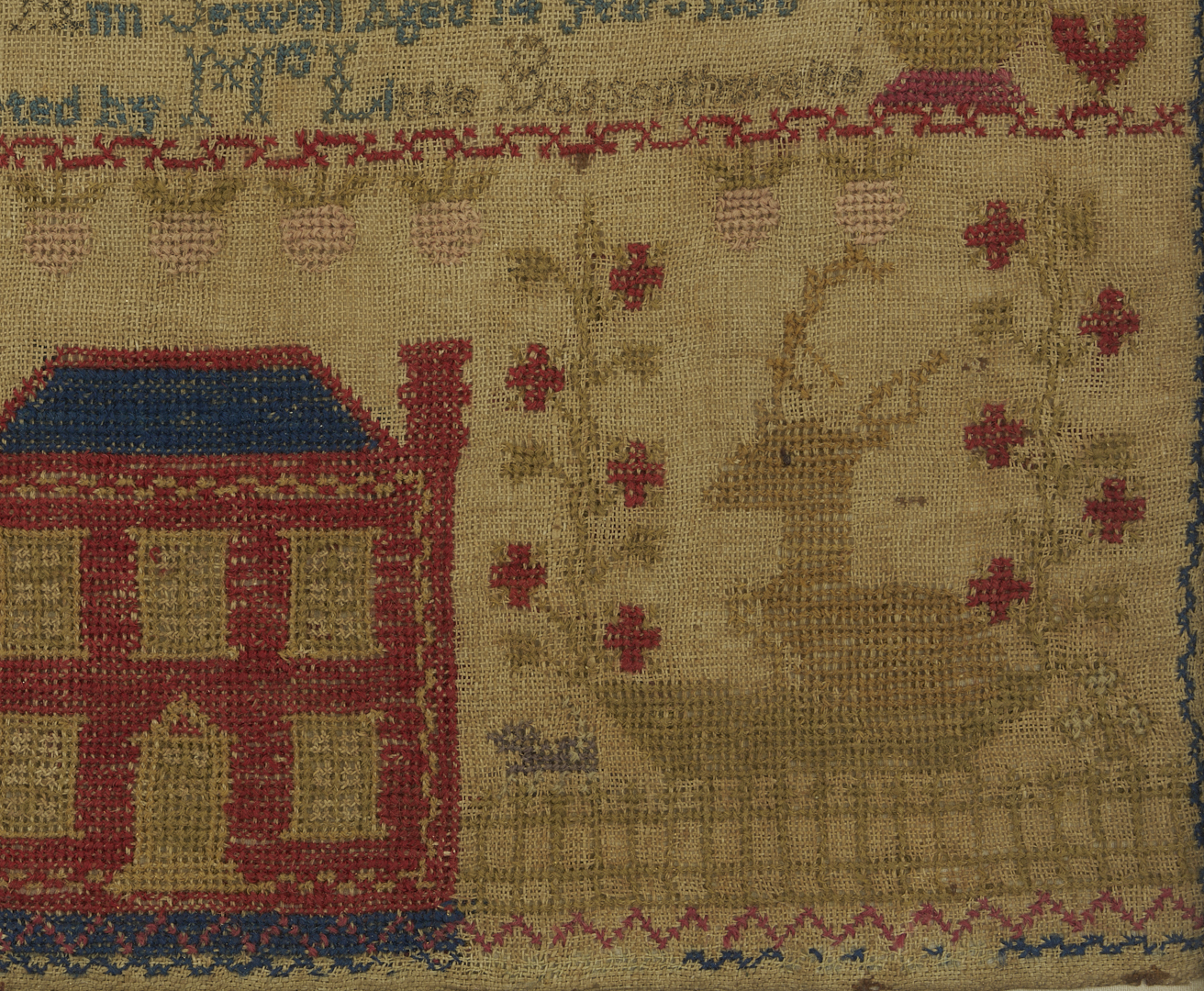 Lot 1091: 1856 House Sampler, Mary Ann Sewell / L. Bassenthwaite