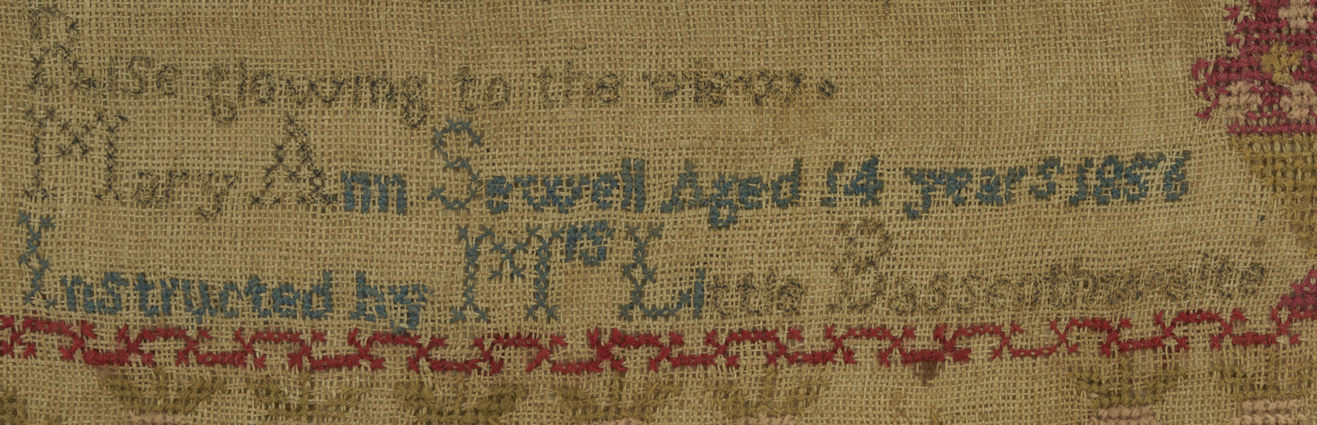 Lot 1091: 1856 House Sampler, Mary Ann Sewell / L. Bassenthwaite