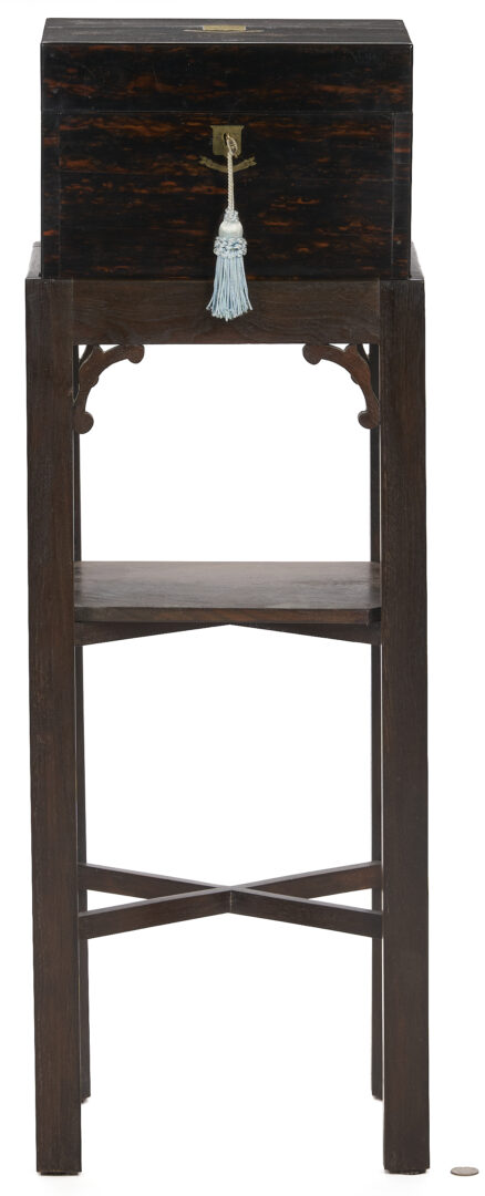 Lot 1092: English Coromandel Jewelry Box on Stand