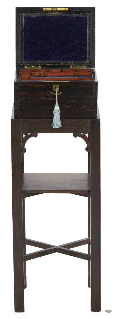 Lot 1092: English Coromandel Jewelry Box on Stand