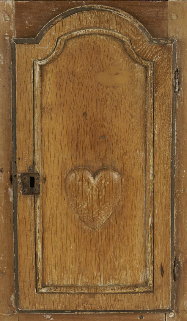 Lot 1093: Continental Heart Motif Hanging Cupboard, 19th C.
