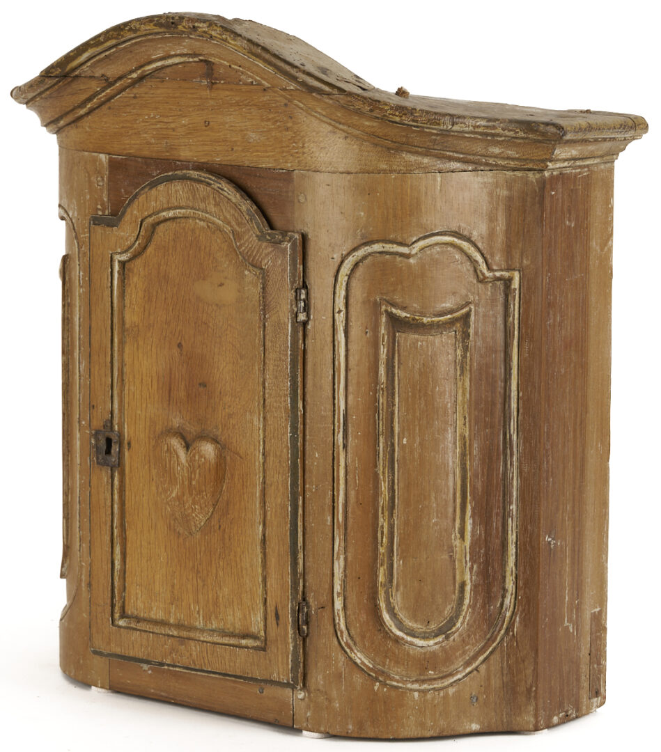 Lot 1093: Continental Heart Motif Hanging Cupboard, 19th C.