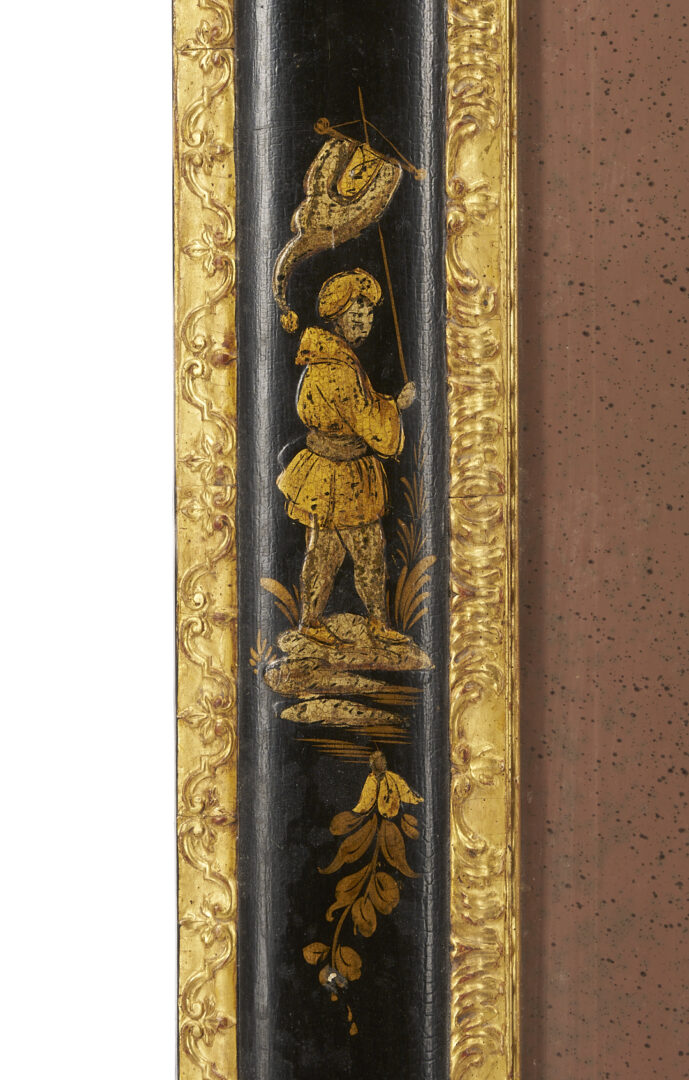 Lot 1095: George III Style Chinoiserie Black Lacquer & Gilt Mirror