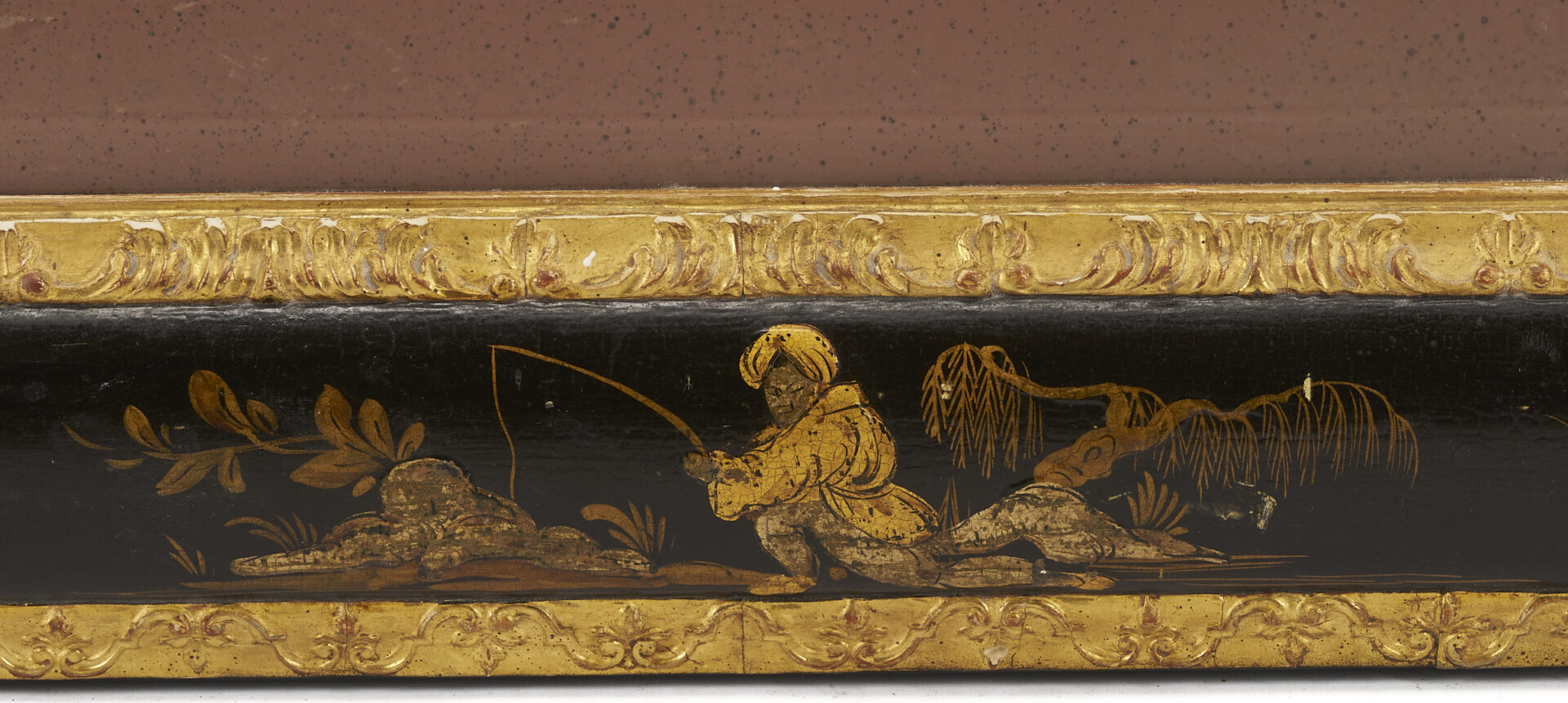 Lot 1095: George III Style Chinoiserie Black Lacquer & Gilt Mirror