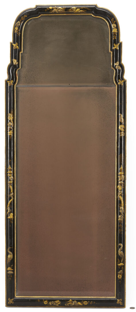 Lot 1096: Chinoiserie Black Lacquer and Gilt Pier Mirror