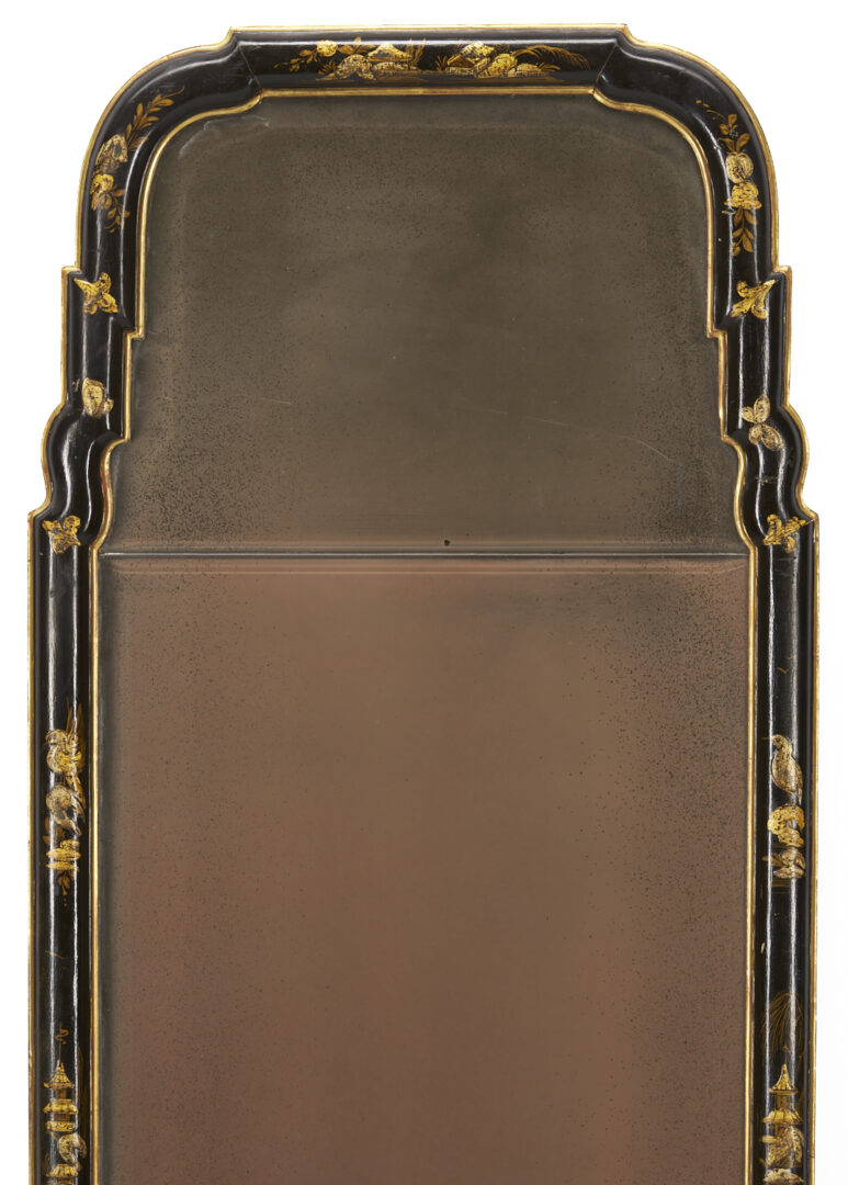 Lot 1096: Chinoiserie Black Lacquer and Gilt Pier Mirror