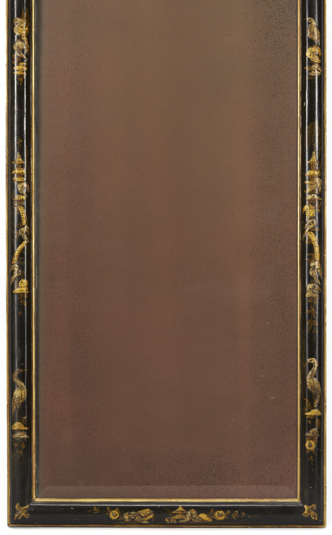 Lot 1096: Chinoiserie Black Lacquer and Gilt Pier Mirror