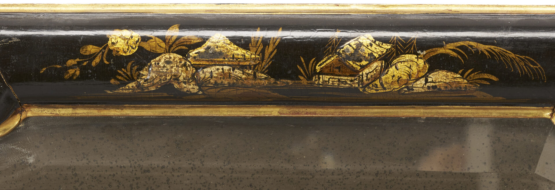 Lot 1096: Chinoiserie Black Lacquer and Gilt Pier Mirror