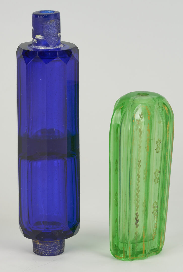 Lot 1099: 6 Perfume bottles including Moser, Baccarat, & DeVilbiss