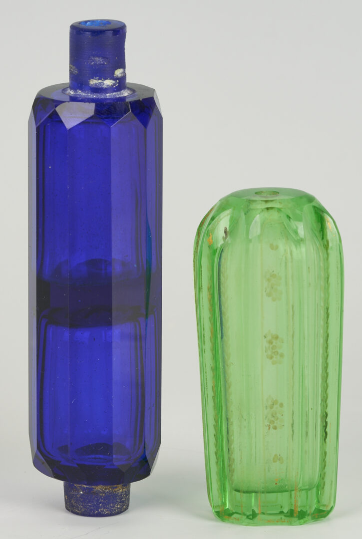 Lot 1099: 6 Perfume bottles including Moser, Baccarat, & DeVilbiss