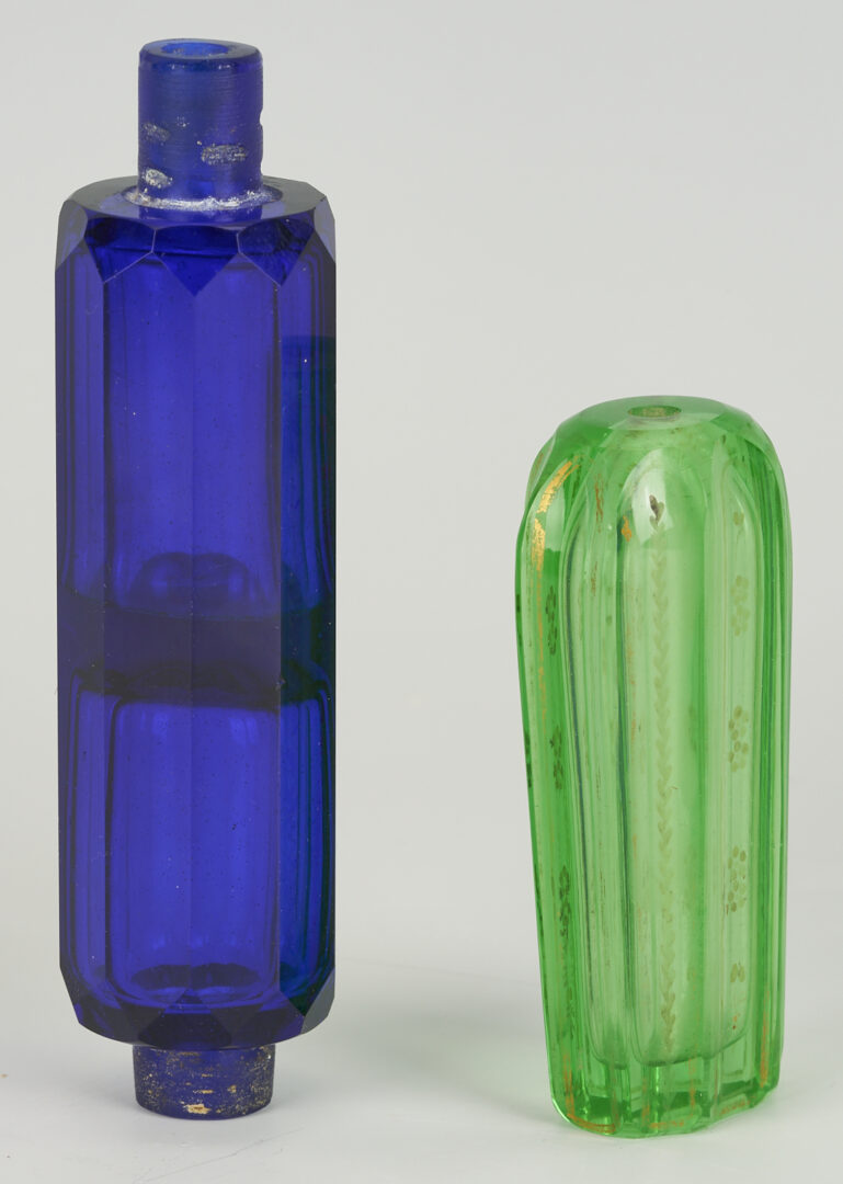 Lot 1099: 6 Perfume bottles including Moser, Baccarat, & DeVilbiss
