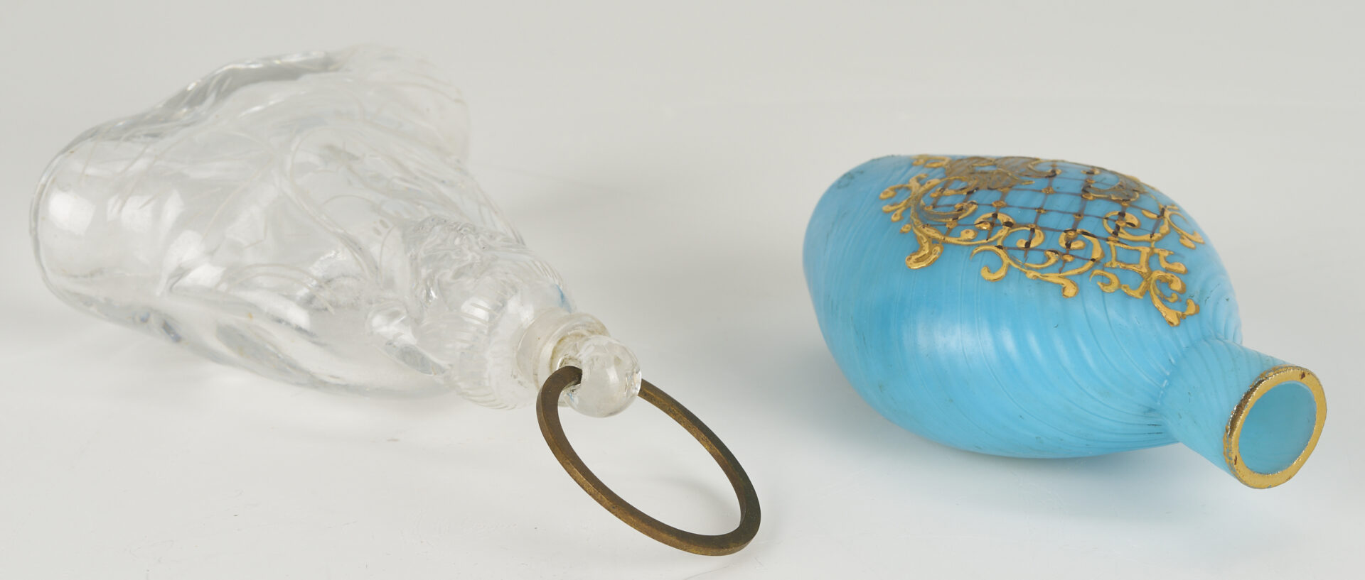 Lot 1099: 6 Perfume bottles including Moser, Baccarat, & DeVilbiss