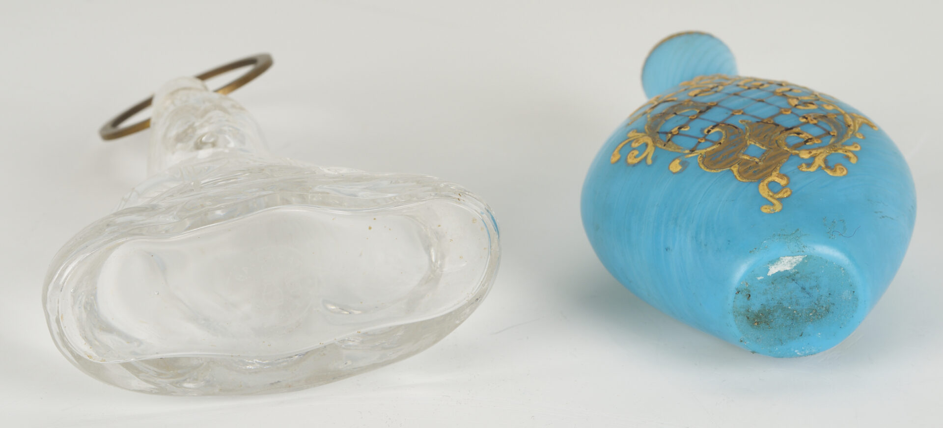 Lot 1099: 6 Perfume bottles including Moser, Baccarat, & DeVilbiss