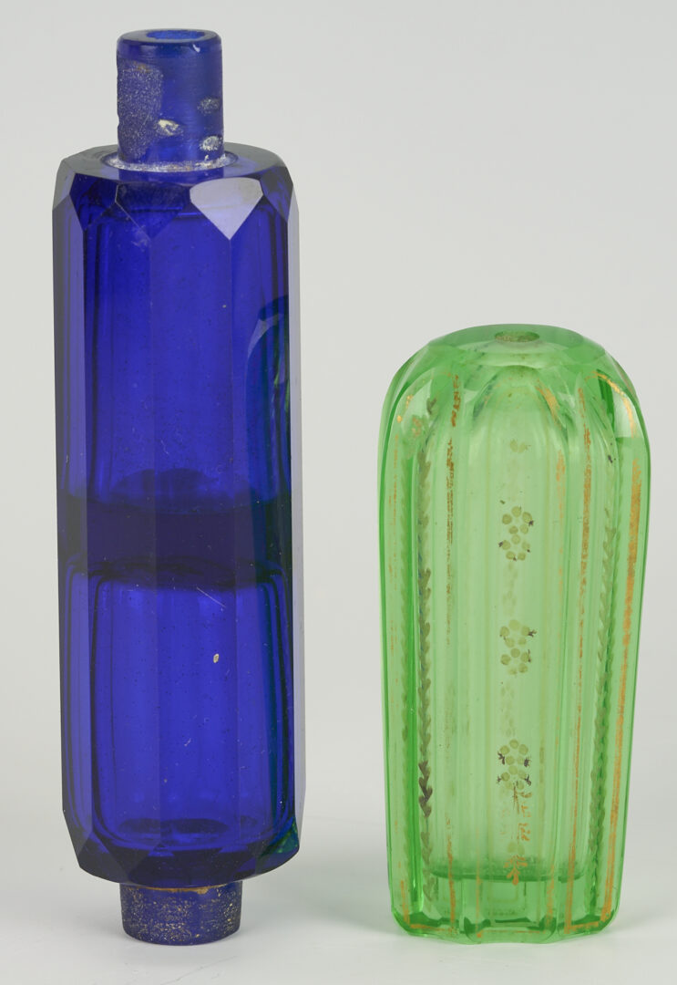 Lot 1099: 6 Perfume bottles including Moser, Baccarat, & DeVilbiss