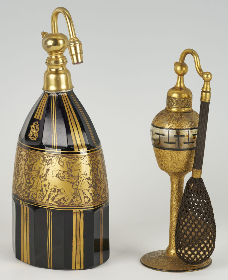 Lot 1099: 6 Perfume bottles including Moser, Baccarat, & DeVilbiss