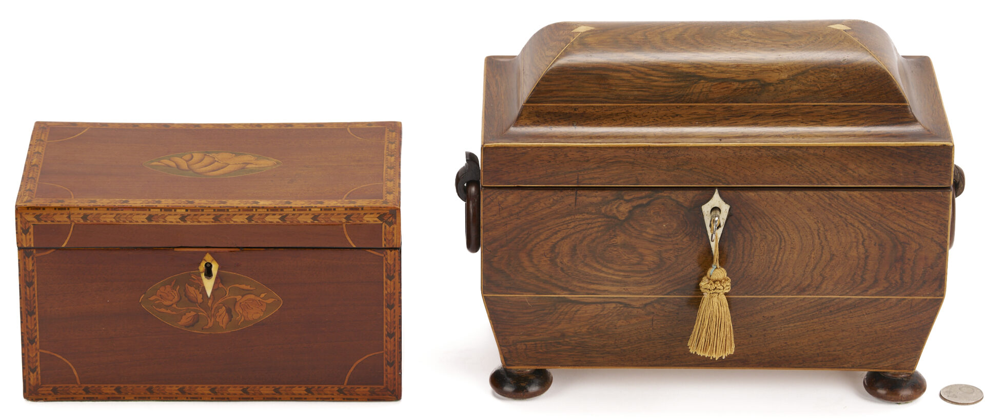 Lot 109: 2 Antique English Tea Caddies