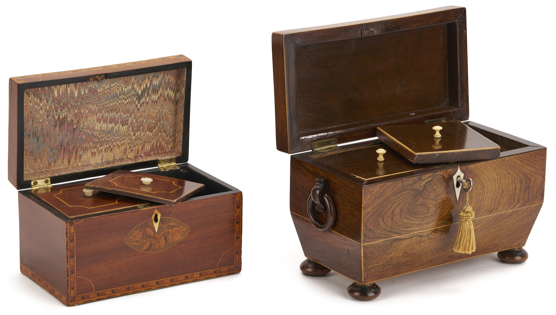 Lot 109: 2 Antique English Tea Caddies