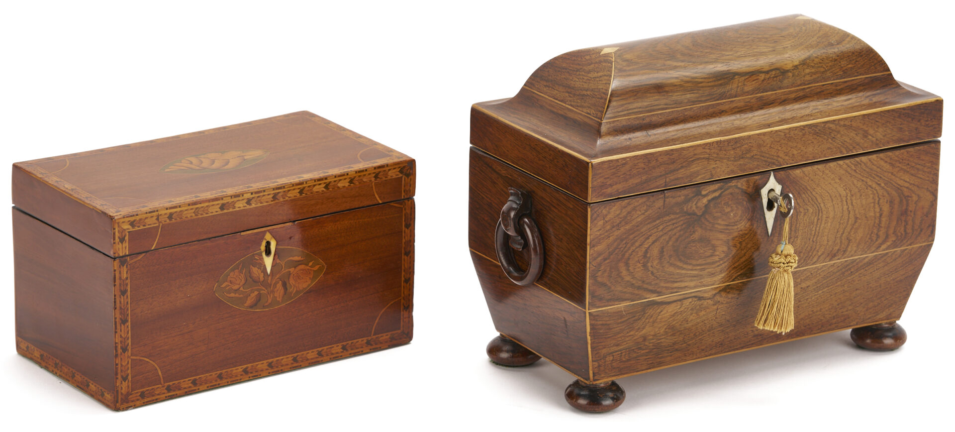 Lot 109: 2 Antique English Tea Caddies