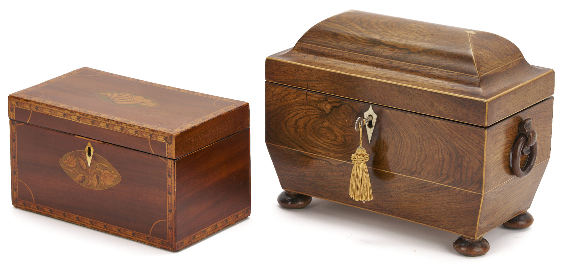 Lot 109: 2 Antique English Tea Caddies