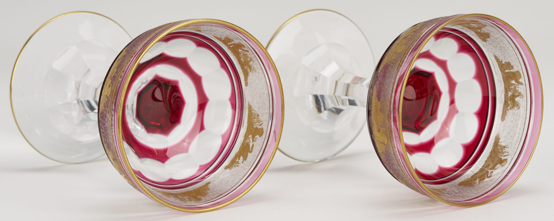 Lot 1100: 8 Intaglio Cut Crystal Goblets, Possibly Moser