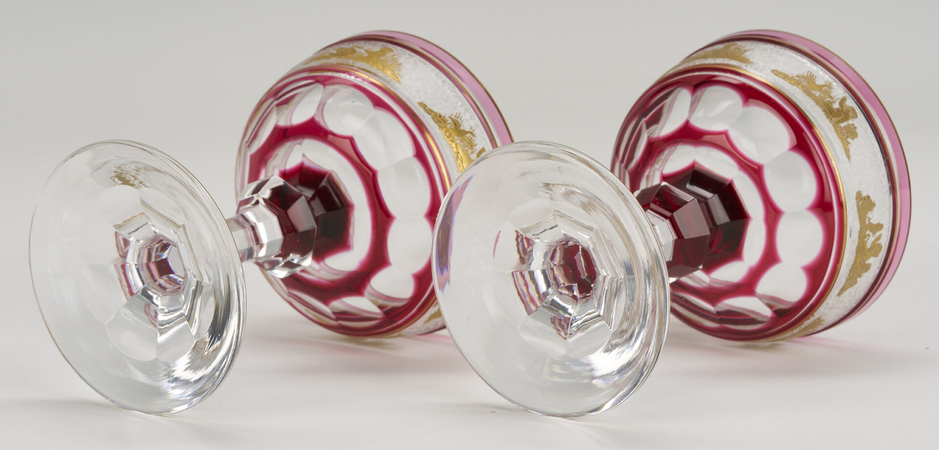 Lot 1100: 8 Intaglio Cut Crystal Goblets, Possibly Moser