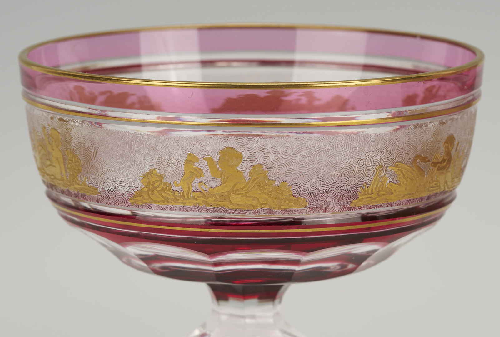Lot 1100: 8 Intaglio Cut Crystal Goblets, Possibly Moser