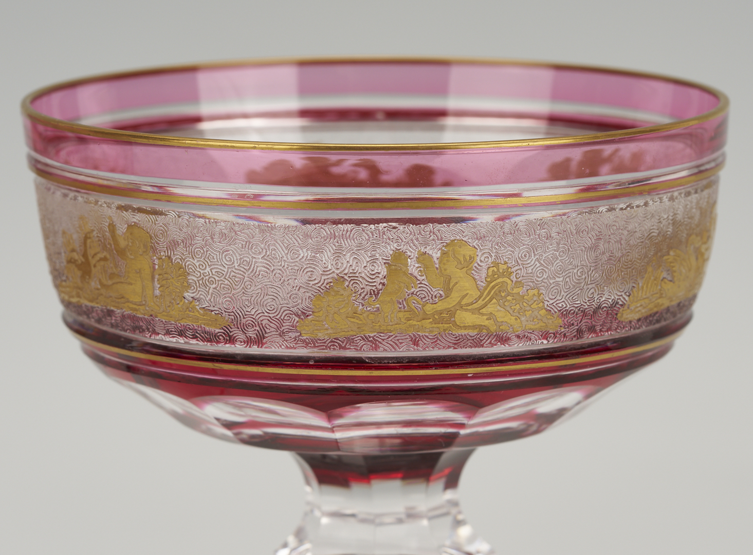 Lot 1100: 8 Intaglio Cut Crystal Goblets, Possibly Moser