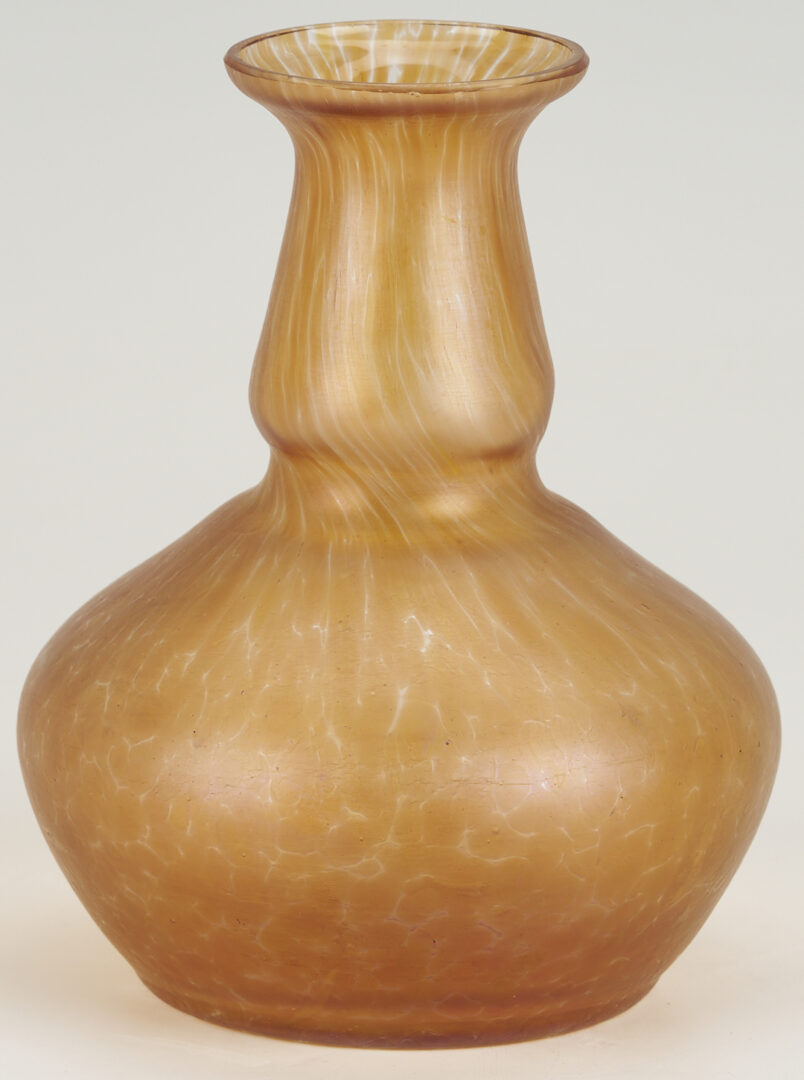 Lot 1102: 3 Czech Art Glass Vases, incl.  Kralik Peach Oil Spot