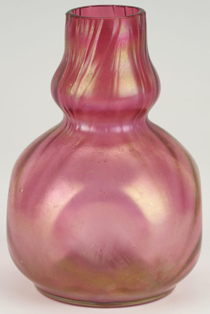 Lot 1102: 3 Czech Art Glass Vases, incl.  Kralik Peach Oil Spot