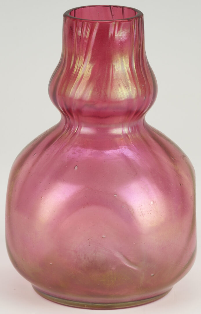 Lot 1102: 3 Czech Art Glass Vases, incl.  Kralik Peach Oil Spot