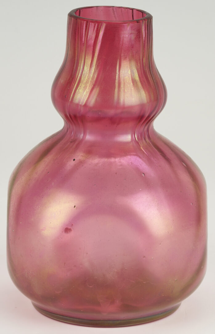 Lot 1102: 3 Czech Art Glass Vases, incl.  Kralik Peach Oil Spot